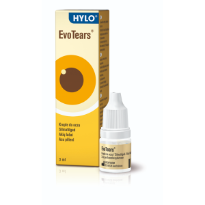 HYLO EvoTears® – bevandeniai akių lašai be konservantų, skirti sausoms ir dirginamoms akims. Jie padeda stabilizuoti ašarų plėvelę ir saugo ją nuo per greito išgaravimo. Ypač tinka daug dirbantiems prie ekranų ar jaučiantiems akių sausumą dėl sauso oro, vėjo ar kondicionieriaus.